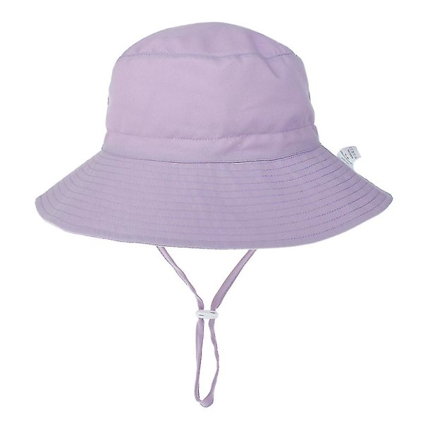 Sommar Solhatt för Baby 0-8 År Flickor Pojkar Utomhus UV-skydd Strandhatt Simhattar Bred Brim Barn Hinkhatt Purple Large