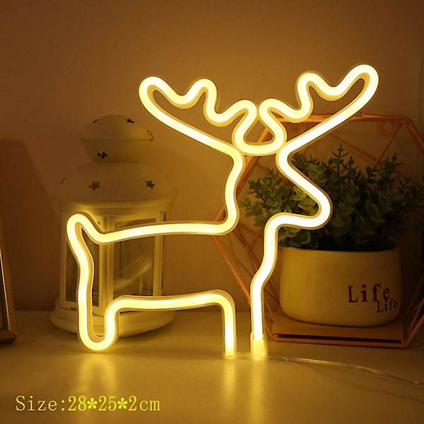 LED Neonljus Väggkonstskylt Sovrumsdekor Hängande Nattlampa Hemfest Högtidsdekor Julklapp Elk