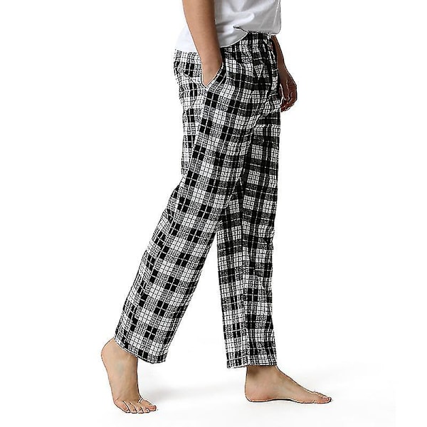 Miesten puuvillaiset kudotut pyjamahousut, ruudulliset kevyet olohousut COLOR 1 L