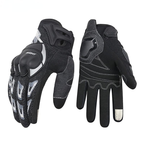Motorcykelhandskar Tunn Mesh Andningsbar Alla säsonger Ridhandskar Hel fingerhandskar Anti Drop Slitstark Racinghandskar Herr Sommar black M