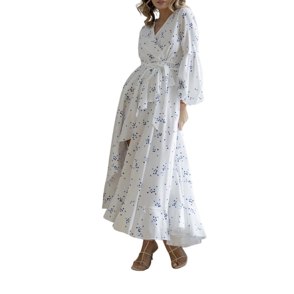 Elegant Vintage Bandage Klänning Sexig Chiffong Vit Lång Klänning Gåva Till Mor Kvinna Älskare S