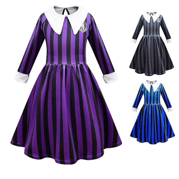 Wednesday Addams -asu Enid Sinclair -mekko tytöille Halloween-karnevaalijuhliin Cosplay-asu Blue 140cm