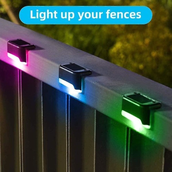 4-pack Solcellsdäckslampor LED Solcellstrapplampor Vattentäta Staketlampor för Utomhustrappor Staket White Warm Light