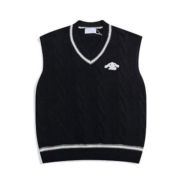 Tegneserie Strikket Sweater Kawaii Sanrio Cinnamoroll Sweater Vest Løs Casual Broderet Sweater Efterår Vinter Top Fødselsdagsgave 2XL 60-65KG Cinnamoroll-1