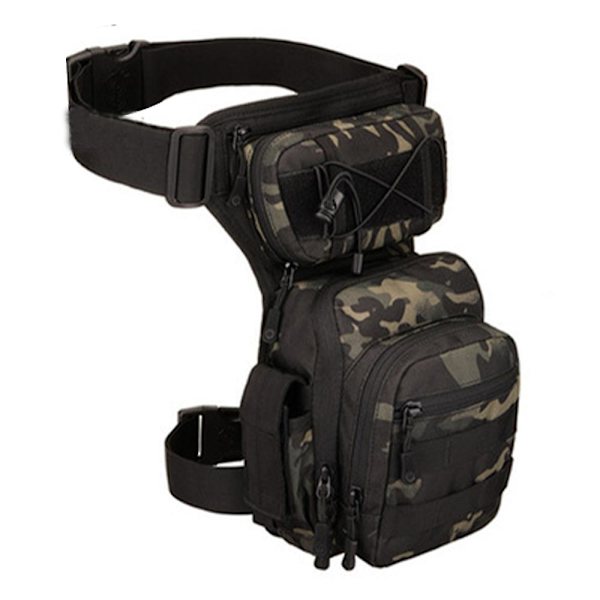 Vattentät Militär Taktisk Benväska Drop Leg Pouch Cross Over Benrigg Utomhus Cykel Vandring Lårväska Black scorpion camouflage