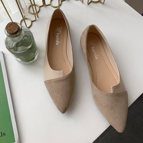 Naisten rennot ballerinat terävällä kärjellä, mukavat ja pehmeät slip-on -kengät päivittäiseen käyttöön ja ostoksille Apricot 37