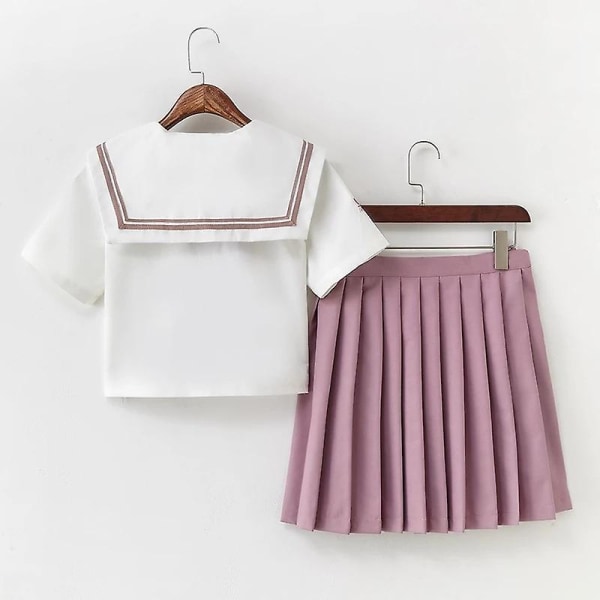 Japanilainen vaaleanpunainen JK-koulupuku, yläasteen ja lukion oppilaiden merimiespuku, koulun JK-puvut, anime Cospaly -opiskelijoiden vaatteet M Short Sleeves Set