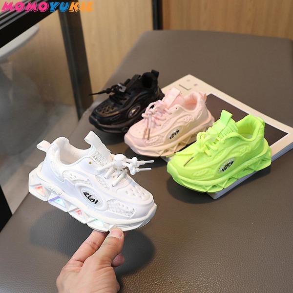 Vår sommar barn lysande skor pojkar lyser upp sneakers baby flickor löparskor barn skor fritid ventilation bekväm 7218pink 21