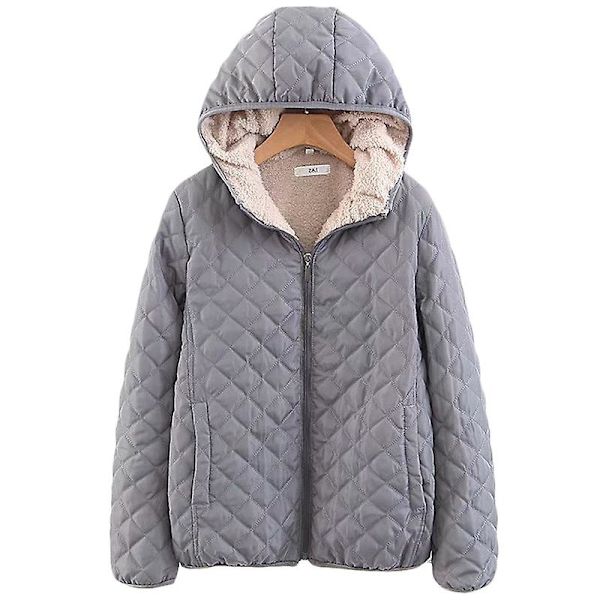 Dam Huva Fleecefodrad Jacka Hoodie Gray M