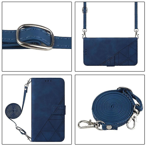 Fodral för Tcl 30t Snodd Crossbody Halsrem Telefonfodral Plånbok Magnetiskt Läderfodral blue