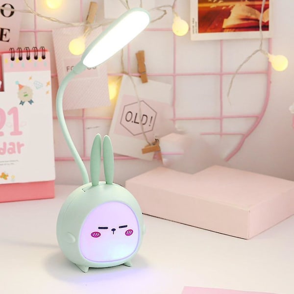 Bärbar LED-skrivbordslampa Fällbar Ljus Söt Cartoon Skrivbordslampa Usb Laddning Led-lampa Pink Rabbit