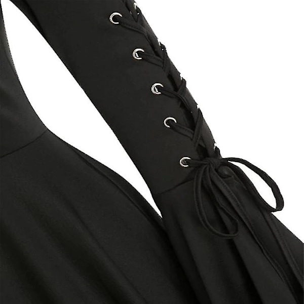 Gotisk Hætte Cape Frakke til Kvinder, Uregelmæssig Langærmet Jakke Black 2XL