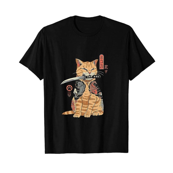 Anime katt tryckt T-shirts sommar casual japansk retro stil katt kortärmad tee toppar för kvinnor män presenter A 3XL