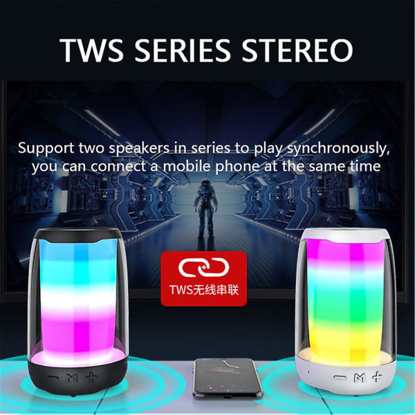 Pulse 4 LED Trådlös Bluetooth Högtalare Stereo Bas Handsfree Med Färgglatt Ljus Black