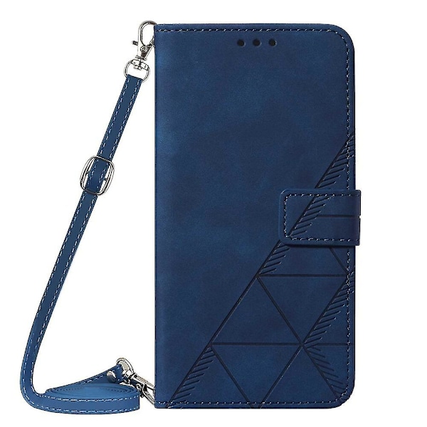 Etui til Tcl 30t med snor, crossbody halsrem, telefonetui, pung, magnetisk lædercover blue