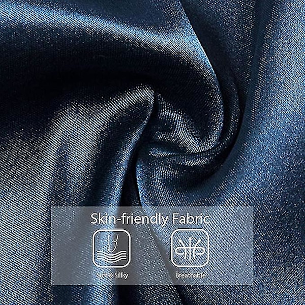 Dam Satin Nattlinnen Lång Chemise Sexig Ärmlös Sidoslits Nattklänning Spaghettiband Sovkläder Blue M