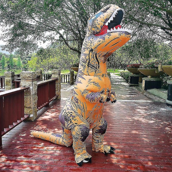 Børn Voksen Dinosaur Oppustelige Cosplay Kostumer T-rex Anime Tegnefilm Festkjole Dragter Halloween Kostume Til Mand Kvinde green Fit Height 150-195cm