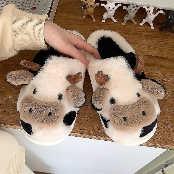 Pehmeät Söpöt Lehmäpuuvillatossut Opiskelijoiden Kotitossut Liukueste Lämpimät Pariskunta Sarjakuva Maitolehmä Pehmotossut Style2-cow 44-45