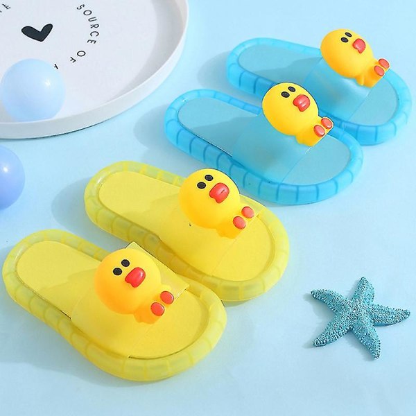 Nye Mode Hjemmesko Tegneserie Led Flip Flops Søde Sko Skridsikre Børnesko Unisex Yellow-Duck 28-29