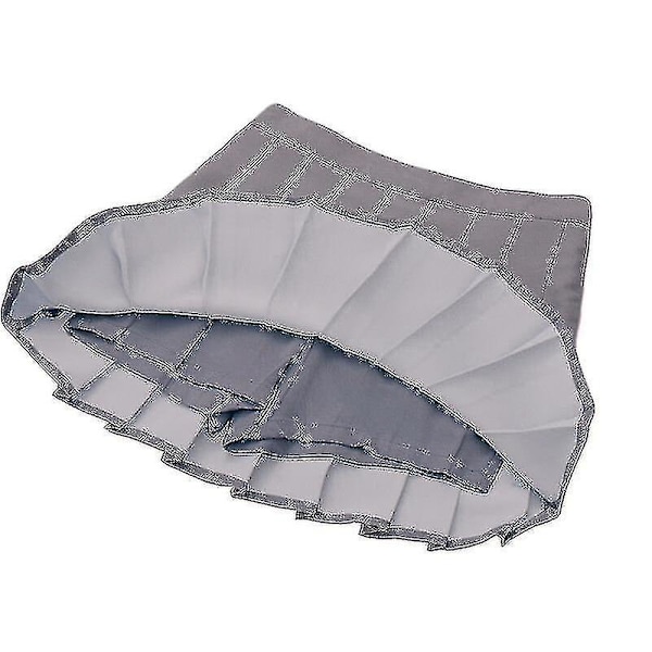 Flickor hög midja plisserad dragkedja tennis stil skridskoåkare minikjol (barn) Grey 140cm  9-10 Years