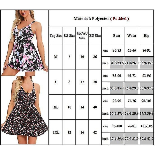 Tankini-badedragt med underdel til kvinder, polstret badetøj, strandbadedragt Pink 2XL