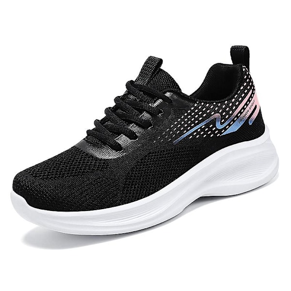 Sommer Casual Sko Med Bløde Såler Og Åndbare Sportssko Til Kvinder Black 41