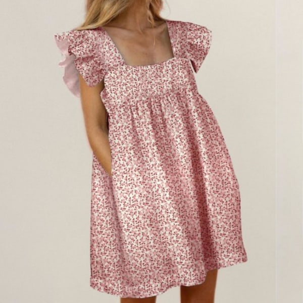 Eleganta sommarklänningar för damer med mjuk känsla Premiummaterial för hemmakontorets outfit Pink XL