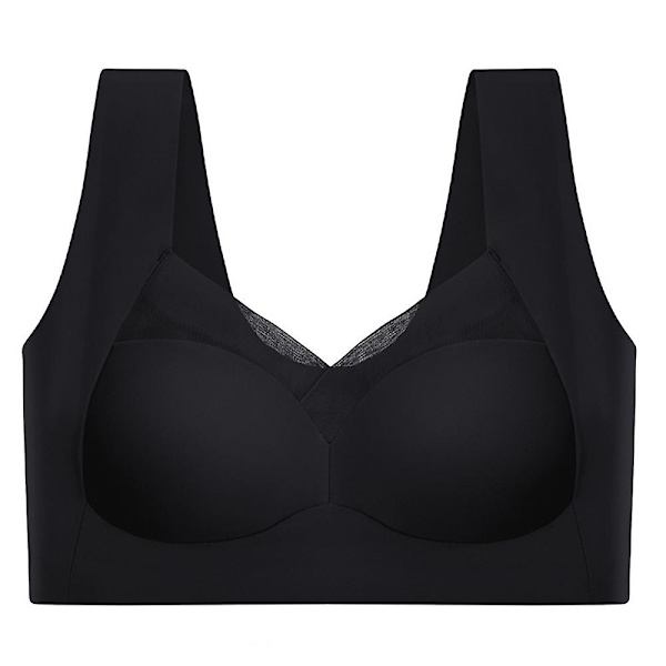 Dame Sømløs Push Up BH Shapewear Uden Bøjle Crop Top Vest Sports Bralette Undertøj Black L