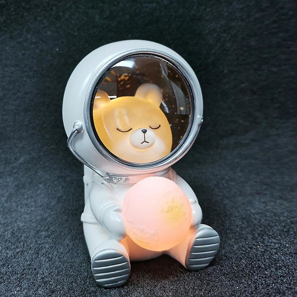 Söt Astronaut Nattljus Creative Resin Bordsskiva Dekoration För barns födelsedagspresent Little Bear