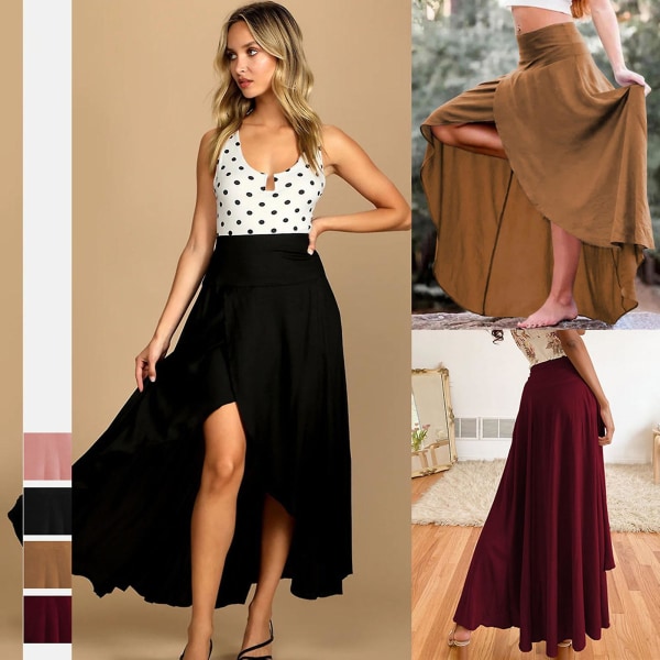 Lång kjol med hög midja för kvinnor Elegant draperad kjol tillgänglig i  plusstorlek för kvinnor Casual kjol Tan XL f177 | Tan | XL | Fyndiq