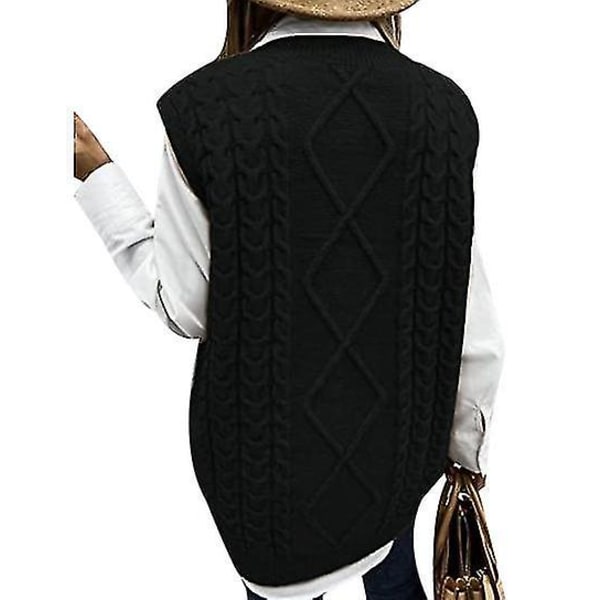 Dame Sweater Vest Dame Oversized V-hals Ærmeløse Sweaters back S