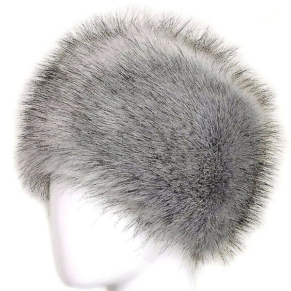 Dame Fluffy Faux Fur Russisk Hatt Dame Tykke Fluffy Skiluer Vinter Varme Hatter Light Gray