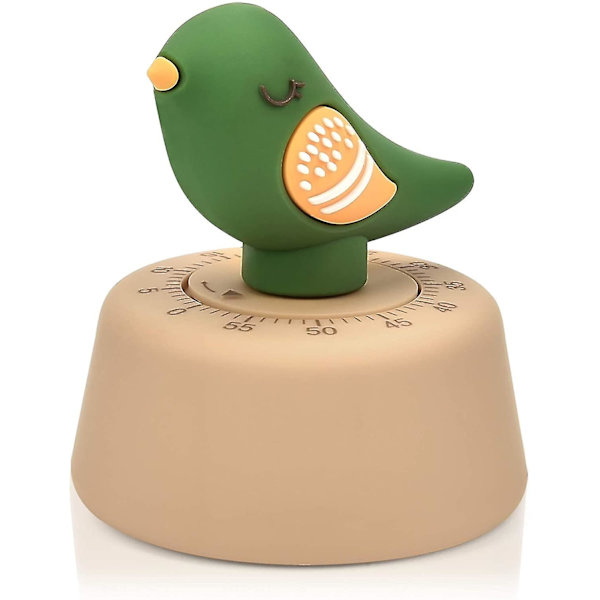 Kökstimer Mekanisk Uppdragning 60 Minuter Timer Söta Djur Matlagningstimer För Barn Hantera Tid, Bakning Green Bird