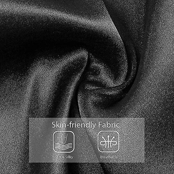 Dame Sateng Nattkjoler Lang Chemise Sexy Ermeløs Sidesplitt Nattkjole Spaghettistropp Nattøy Black XL