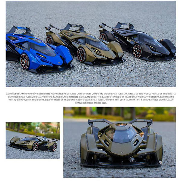 1: 22 Lamborghini V12 Gt Simulering Legering Sportbil Modell Dekoration blue