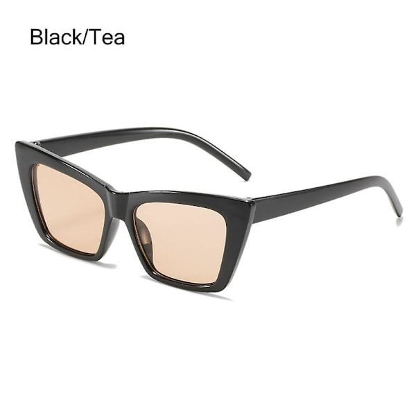 Trendikkäät UV400-suojatut neliönmuotoiset muotiasusteet kissansilmäaurinkolasit naisille ja miehille Black-Tea