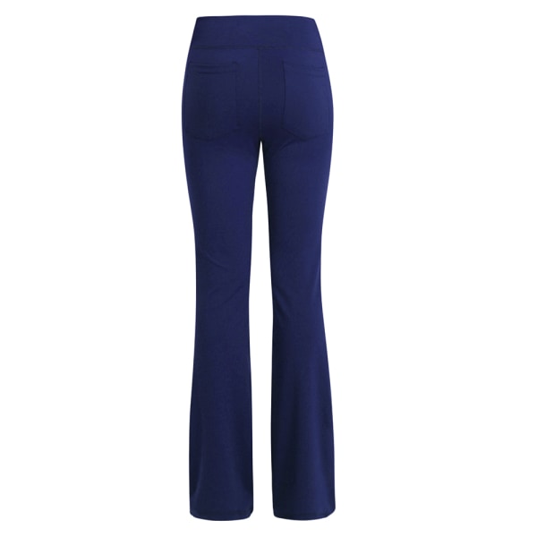Kvinnor vida benbyxor Casual Stretch Yoga Pant Lounge byxor mörkblå dark blue XL