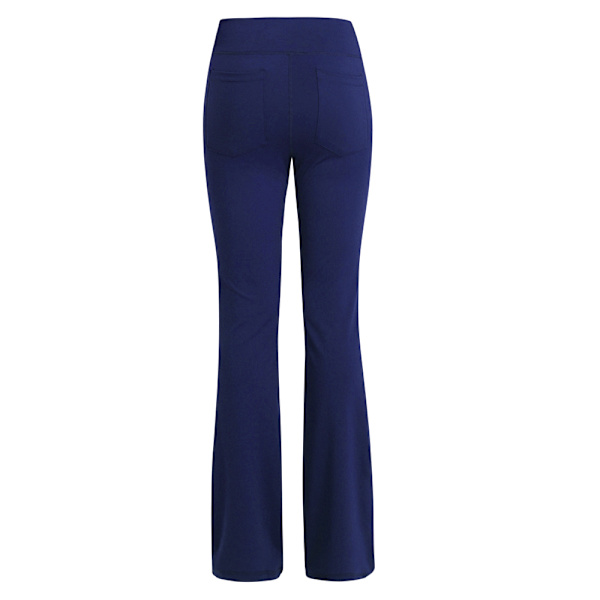 Naisten leveälahkeiset housut Casual Stretch Yoga -housut olohousut tummansininen dark blue L
