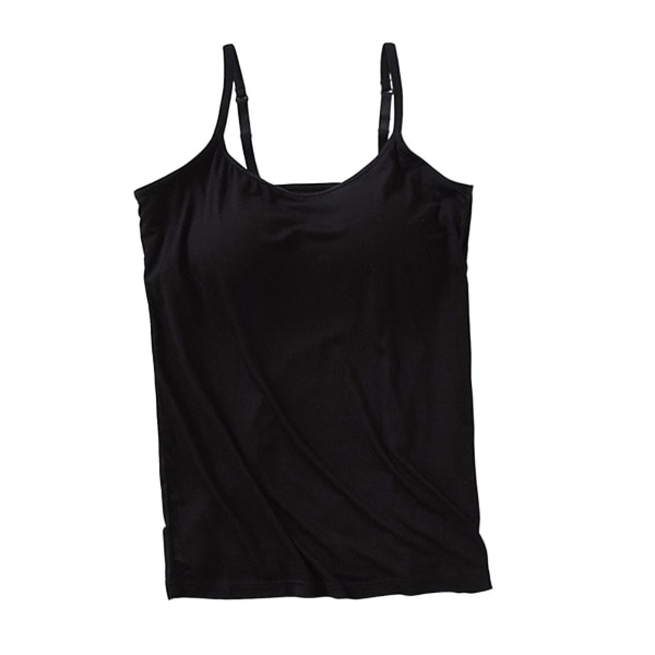 Kvinnors tank med inbyggd BH justerbara spaghettiband tank top för kvinnor formell daglig festbal Black 2XL