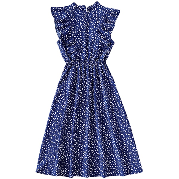 Dame Polkaprikket Kjole Plus Size Print Lang Kjole Til Strandbrug Blue And White Heart M