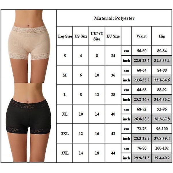 Usynlige Butt Pads til Kvinder for Større Numse, Løfter, Hofte- og Numsepolstret Shapewear, Hoftepuder, Polstret Undertøj, Boxer Briefs Apricot XL