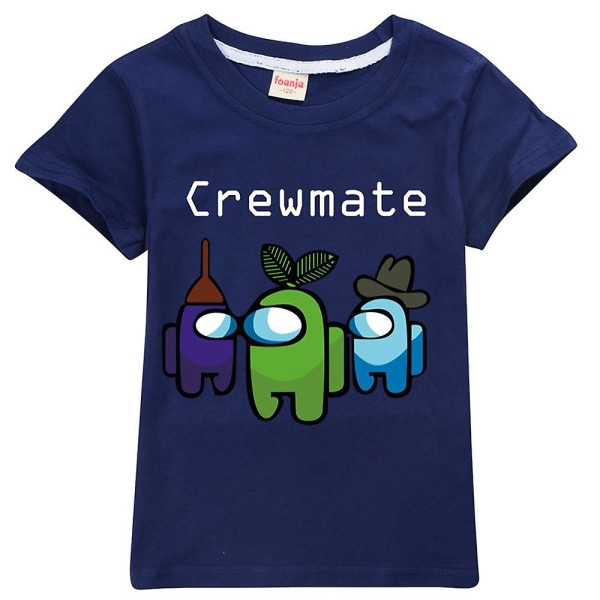 Among Us Game Barn Pojke Flicka Kortärmad Crewmate T-shirt T-shirt Sommar Casual Toppar Navy Blue 3-4 Years