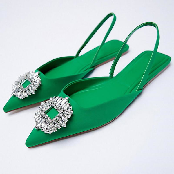 Dam Skor Spetsig Tå Låg Rosa Diamant Skor Låg Klack Bak Dam Skor black heel 42