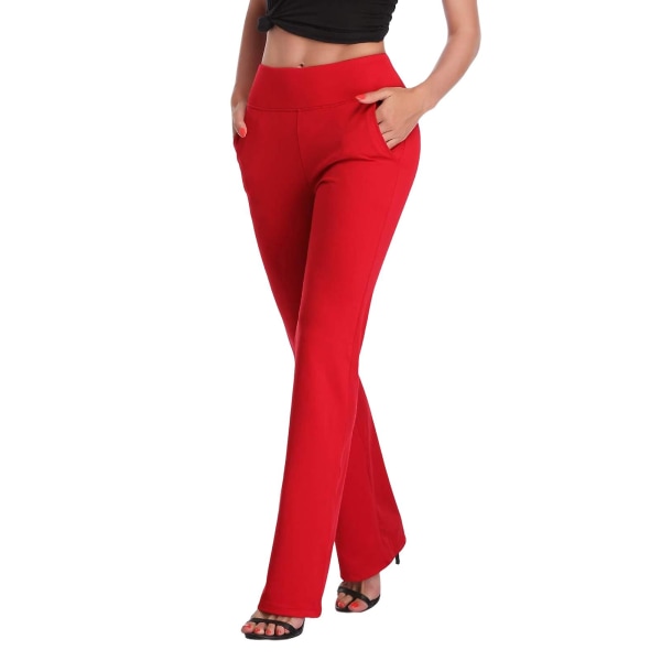Yoga byxor för kvinnor, vida ben capribyxor för formellt dagligt festkläder Red S