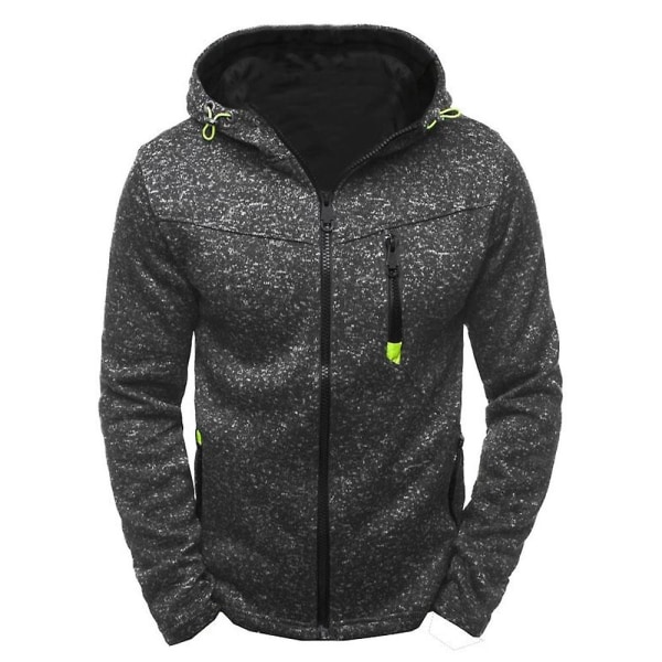 Herre Lynlås Langærmet Hættejakke Sports Casual Hættetrøjer Sweatshirt Toppe Black Grey M