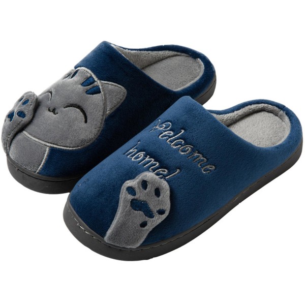 Slip On -tohvelit Lämpimät kotitossut Aikuisille Liukuestepohja Maneki-neko Sandaalit Talviset kotitossut Sisä- ja ulkokäyttöön Dark Blue 40 41