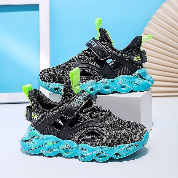 Nye Trendy Drenge Piger Sneakers Åndbare Løbesko Mode Sportssko 3c907 Black 34