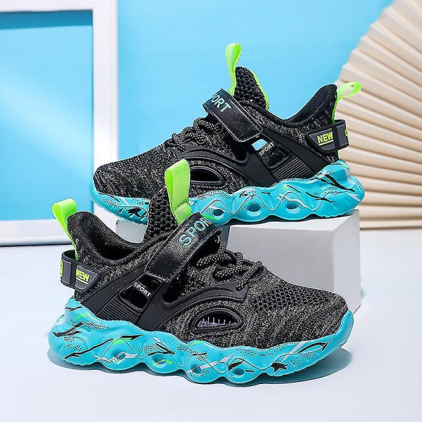Nye Trendy Drenge Piger Sneakers Åndbare Løbesko Mode Sportssko 3c907 Black 36