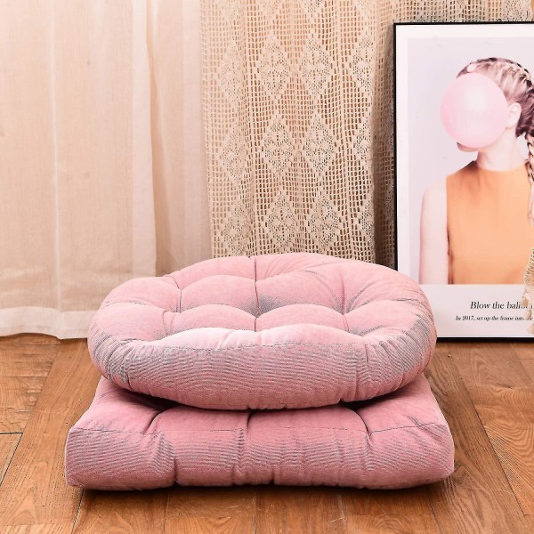 Rund enfärgad golvkudde, tuftad meditationskudde kompatibel med sittplatser på golvet Tjock sittdyna Meditationskudde kompatibel med Yoga L Pink