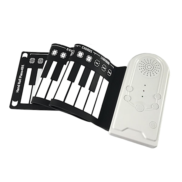 Bärbart Handrullpiano Flexibelt Digitalt Rullpiano Keyboard Silikon Hopfällbart Elektronisk Keyboard Uppladdningsbart Barn Tidig Inlärning Piano Pearl White